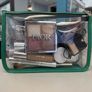 Kate Spade Addie See Through Green Piping Cosmetic *‎ Cosmetics not included NWT